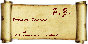 Ponert Zombor névjegykártya